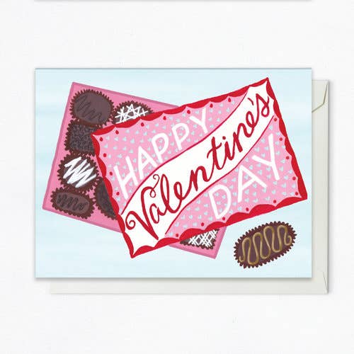 Valentine's Truffle Box Single card with greeting Happy Valentines Day