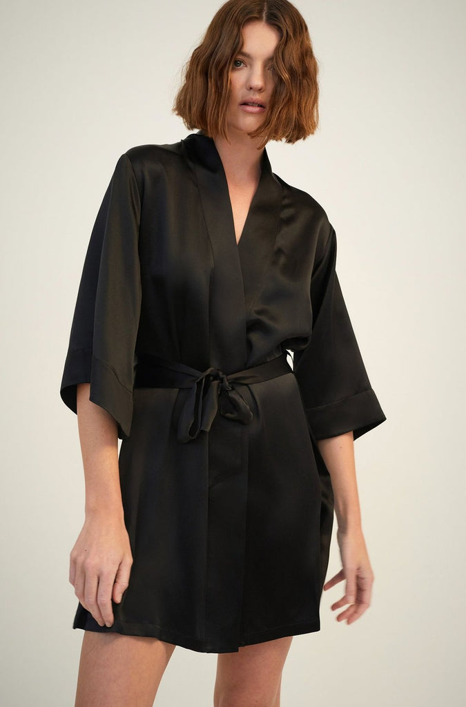 silk wrap gown black 3