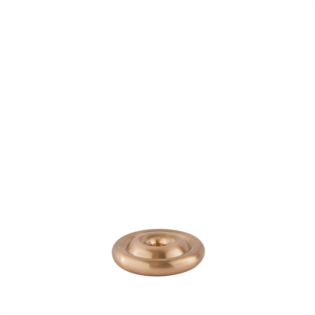 savi solid brass low candleholder in brushed brass 2