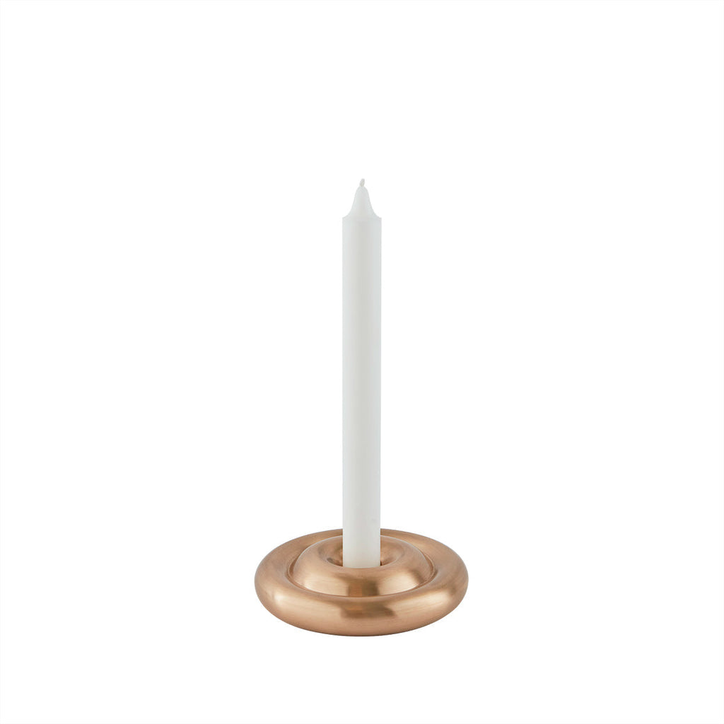 savi solid brass low candleholder in brushed brass 1