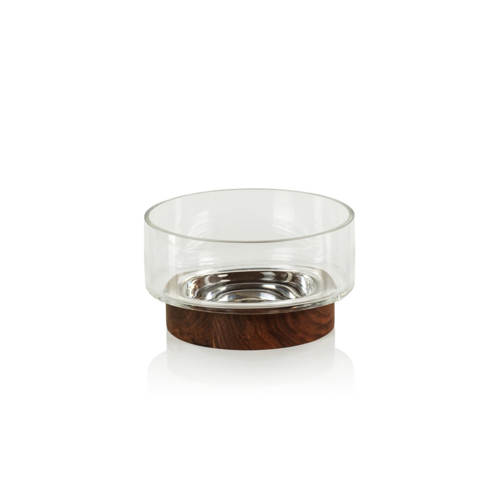 west indies glass bowl on walnut wood base 5 5x3 25 ch 6022 1