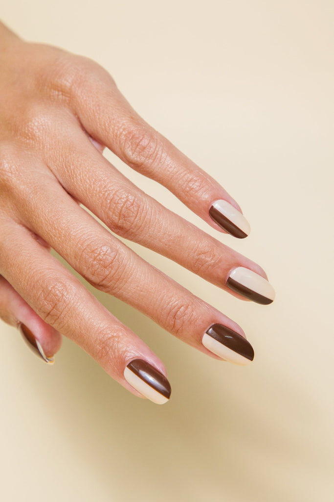 Brown and cream Press on nails