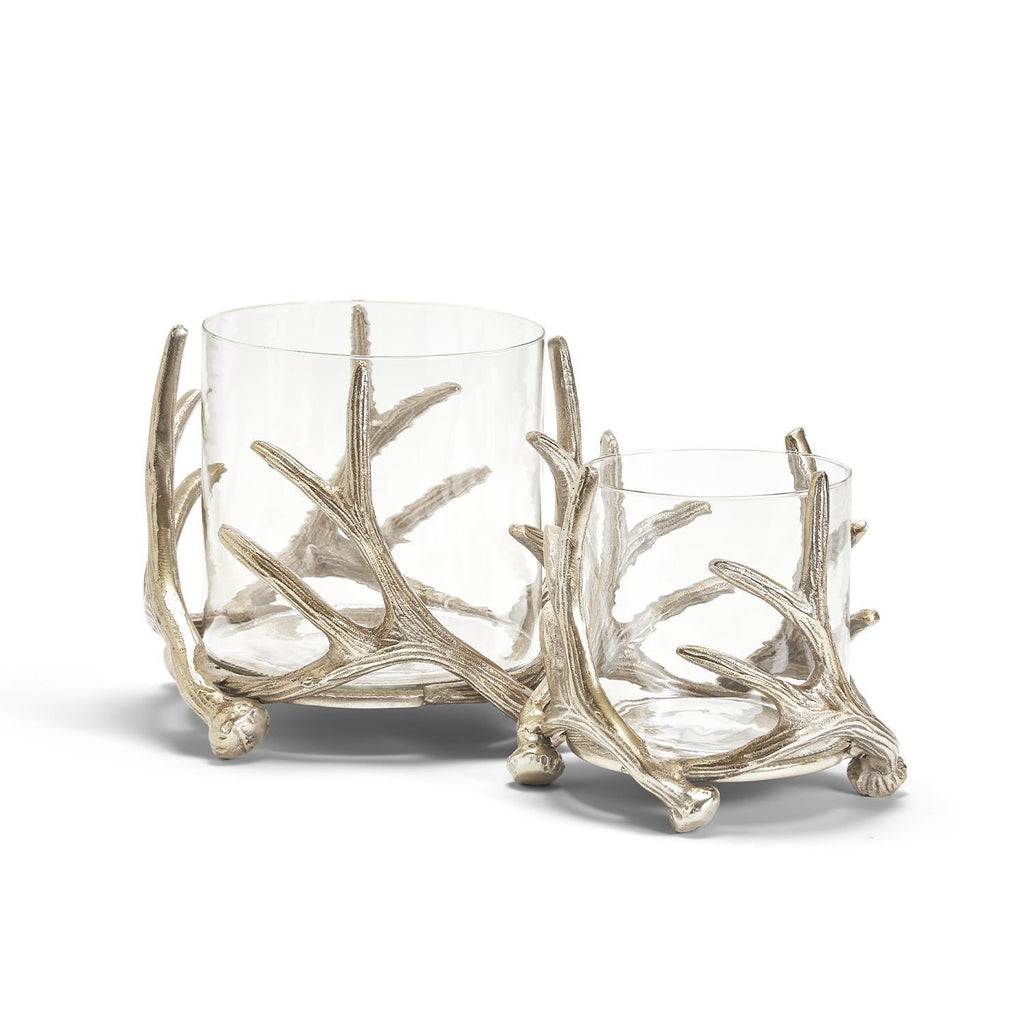 antiqued silver antler hand crafted hurricanes set of 2 3