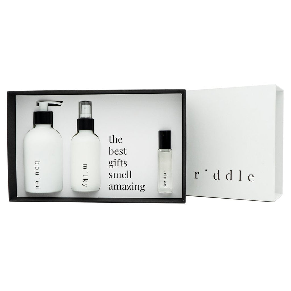 the layering gift set in various scents by riddle oil 1