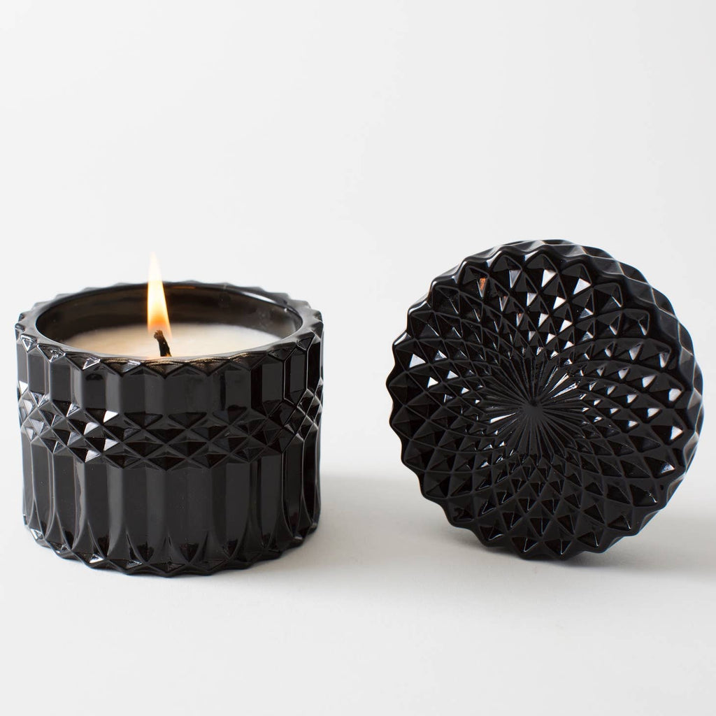 Soulshine Ritual Essential Oil Candle in a Black vessel with a lid