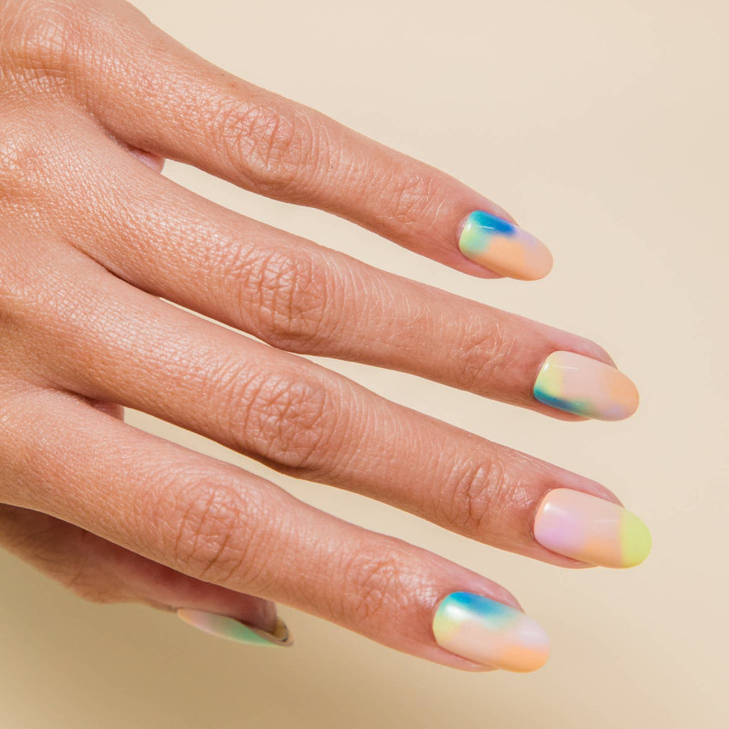 Press on Nails with a tie dye design